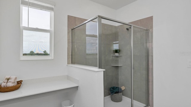 bathroom featuring a stall shower