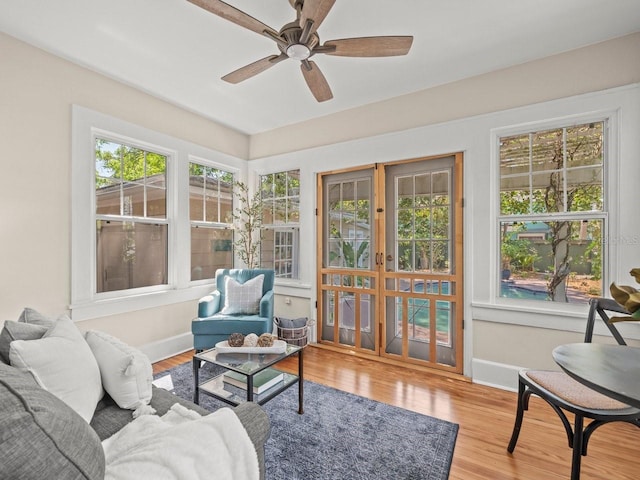 sunroom featuring french doors