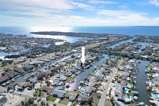 1015 Spindle Palm Way, Apollo Beach, FL 33572 - aerial view featuring a water view and a residential view