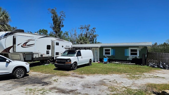 view of front of property featuring fence
