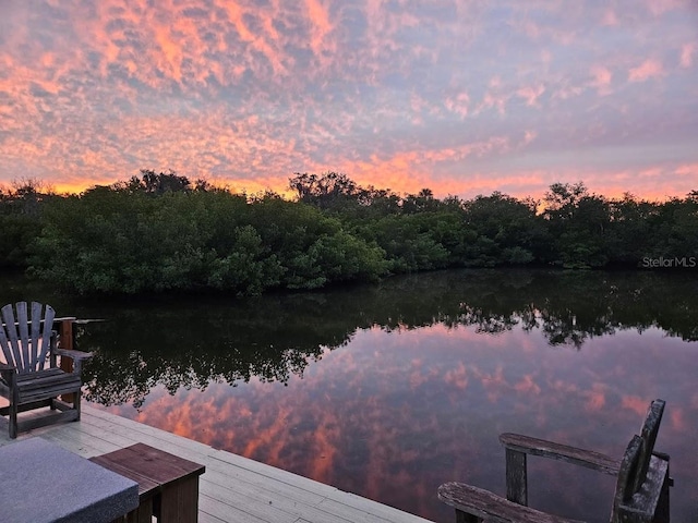 view of dock featuring a water view