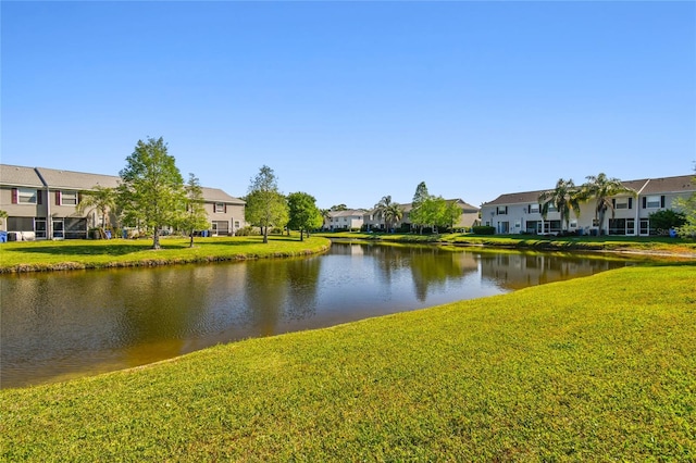 view of water feature with a residential view