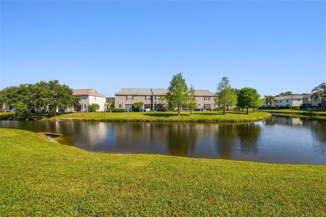view of water feature with a residential view