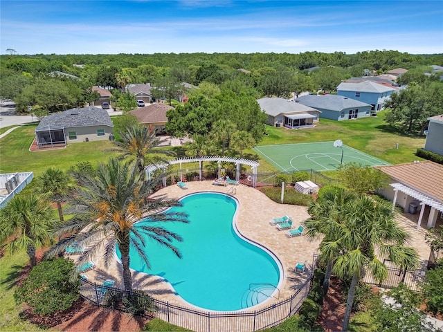 bird's eye view with a residential view