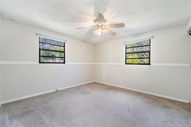 15808 Willowdale Rd, Tampa, FL 33625 - empty room with a textured ceiling, healthy amount of natural light, ceiling fan, and carpet flooring