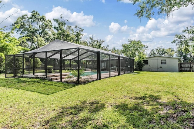 15808 Willowdale Rd, Tampa, FL 33625 - view of yard featuring an outdoor pool and a lanai