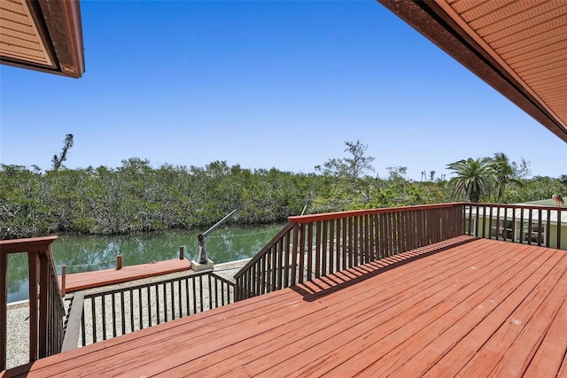 deck with a water view