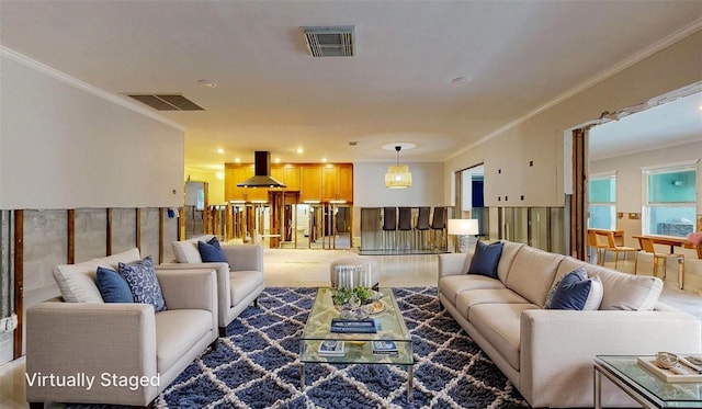 4511 Huntington St NE, Saint Petersburg, FL 33703 - living area with ornamental molding and recessed lighting