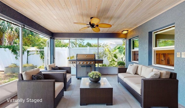 4511 Huntington St NE, Saint Petersburg, FL 33703 - sunroom / solarium with an outdoor living space, healthy amount of natural light, and ceiling fan