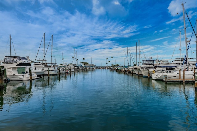 view of dock featuring a water view