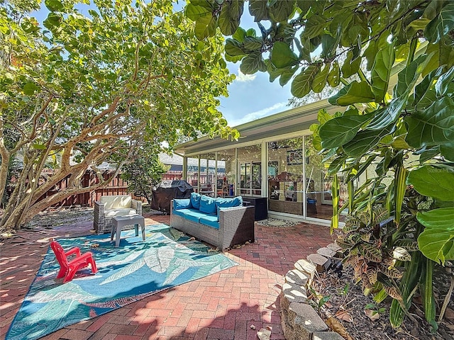 13891 Feather Sound Dr, Clearwater, FL 33762 - view of patio / terrace with an outdoor hangout area and area for grilling