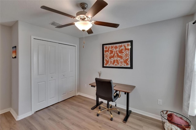 13506 Wild Ginger St, Riverview, FL 33579 - office space featuring light wood finished floors and ceiling fan