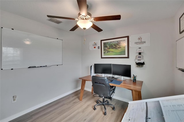 13506 Wild Ginger St, Riverview, FL 33579 - office space featuring a ceiling fan and light wood-style floors