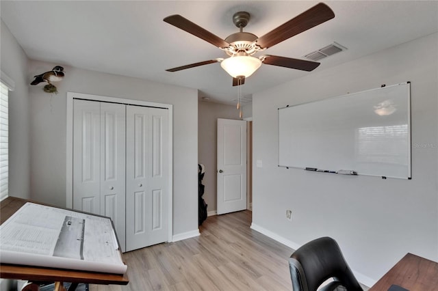 13506 Wild Ginger St, Riverview, FL 33579 - office space featuring light wood-style flooring and a ceiling fan