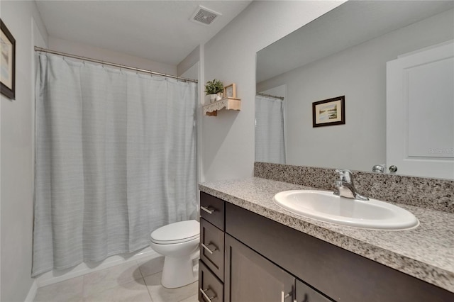 13506 Wild Ginger St, Riverview, FL 33579 - bathroom with vanity, tile patterned floors, and a shower with curtain