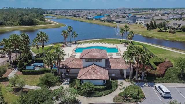 13506 Wild Ginger St, Riverview, FL 33579 - aerial view of residential area featuring a nearby body of water and a pool