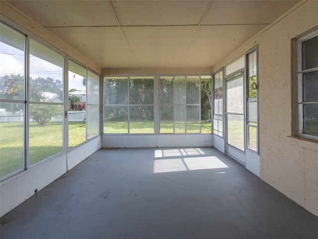view of unfurnished sunroom
