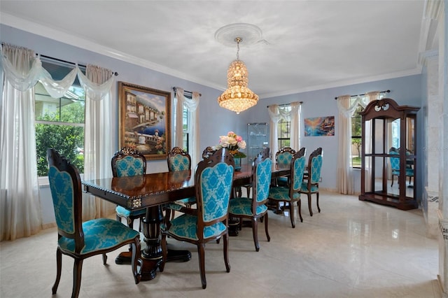 15630 N Himes Ave, Tampa, FL 33618 - dining room with ornamental molding and a notable chandelier
