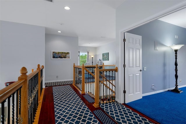 15630 N Himes Ave, Tampa, FL 33618 - hall featuring recessed lighting, baseboards, and an upstairs landing