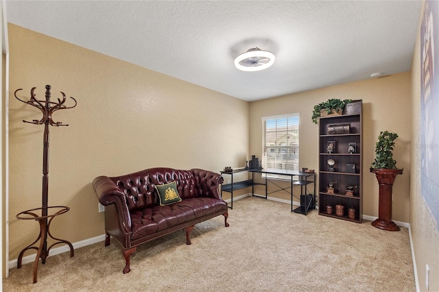 sitting room with carpet floors and baseboards