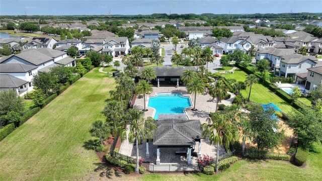bird's eye view with a residential view