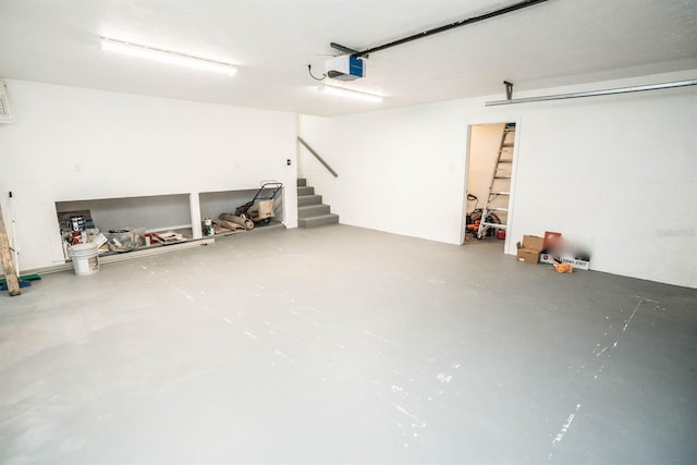 garage with a garage door opener