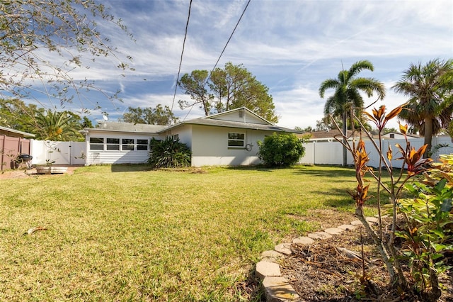 view of yard featuring a gate and a fenced backyard
