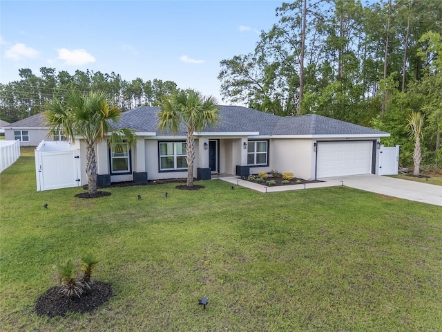 6873 SW 131st Pl, Ocala, FL 34473 - ranch-style house featuring fence, stucco siding, a gate, an attached garage, and driveway