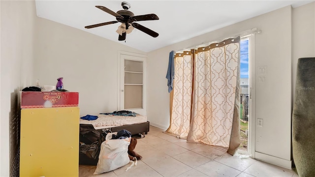 995 Merrimac St, Deltona, FL 32725 - rec room with ceiling fan, light tile patterned flooring, and vaulted ceiling