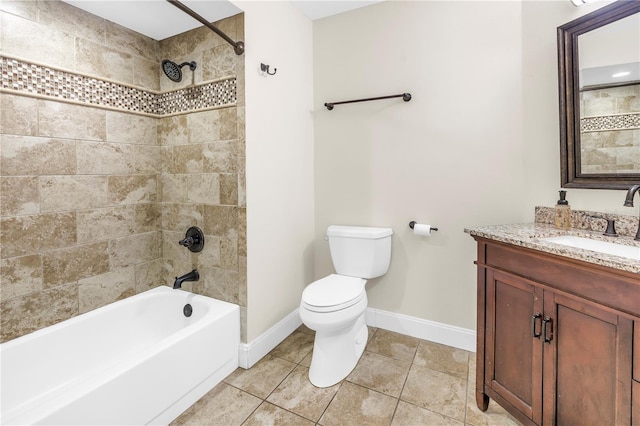 13785 Oak Forest Blvd S, Seminole, FL 33776 - full bath with shower / bathing tub combination, tile patterned floors, baseboards, vanity, and toilet