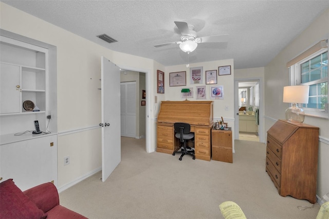 5115 S Jules Verne Ct, Tampa, FL 33611 - carpeted office featuring visible vents, a ceiling fan, and a textured ceiling