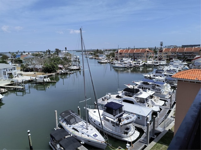 view of dock featuring a water view