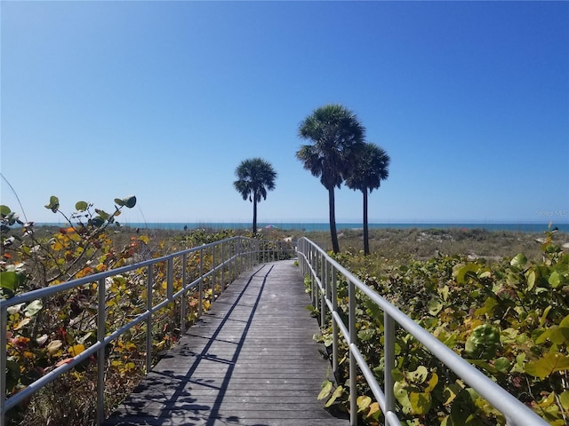 view of property's community with a water view