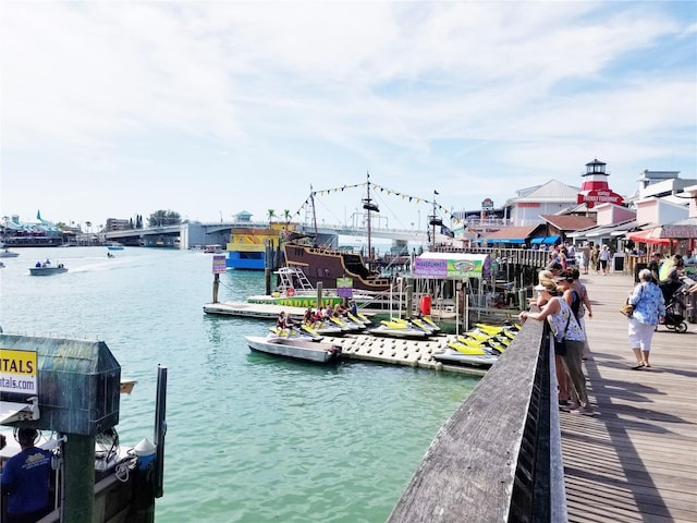 dock area featuring a water view