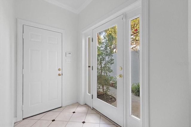 doorway featuring light tile patterned floors
