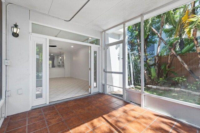 view of unfurnished sunroom