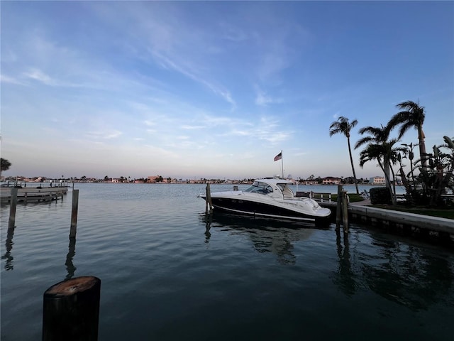 view of dock featuring a water view