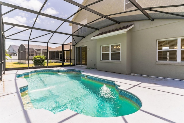 swimming pool with a patio