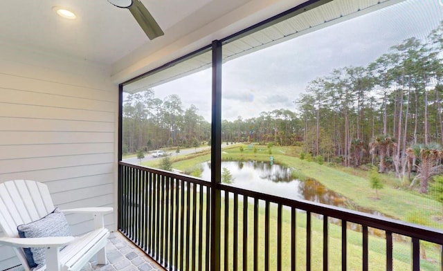 balcony with a water view