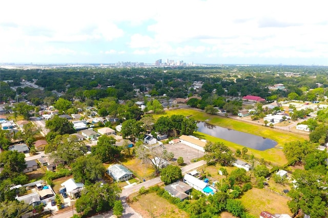 bird's eye view with a residential view and a water view