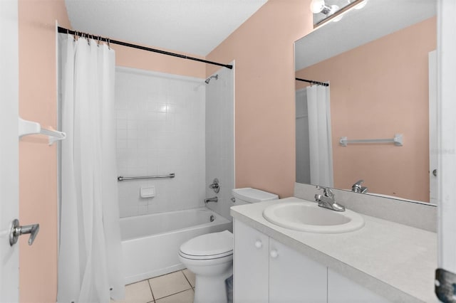 1046 Almondwood Dr, Trinity, FL 34655 - bathroom featuring shower / bath combo, tile patterned floors, vanity, and toilet