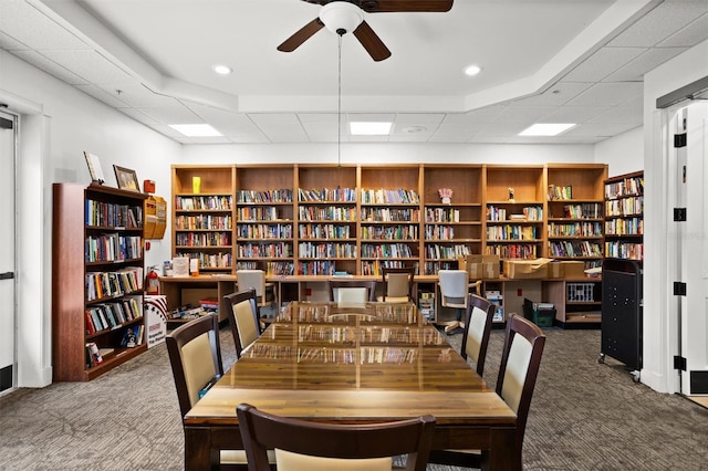 1046 Almondwood Dr, Trinity, FL 34655 - dining space featuring a paneled ceiling, carpet flooring, and a ceiling fan