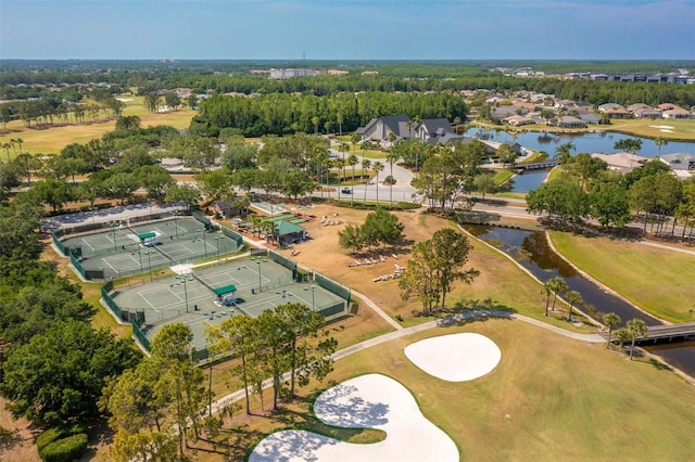 1046 Almondwood Dr, Trinity, FL 34655 - drone / aerial view with golf course view, a water view, and a residential view