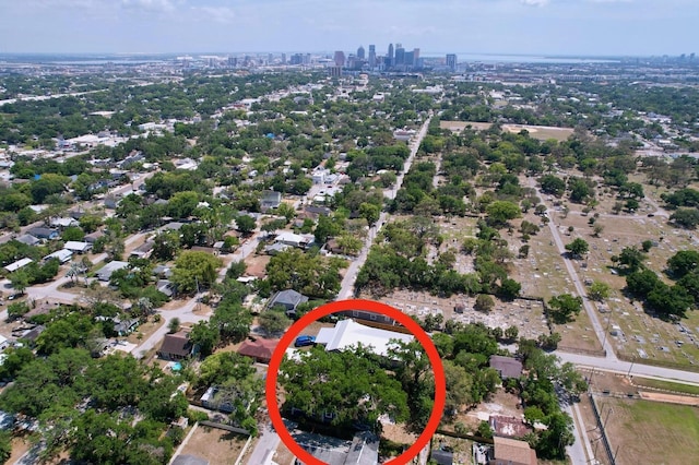 aerial view with a city view