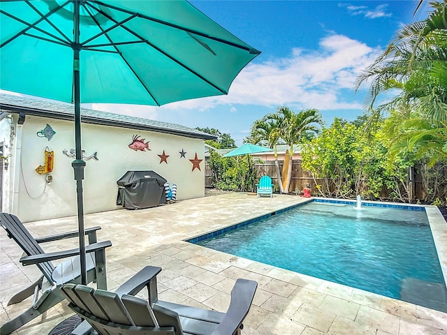4231 8th St N, Saint Petersburg, FL 33703 - view of swimming pool with a patio, a fenced in pool, and a fenced backyard