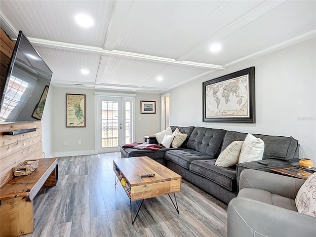 4231 8th St N, Saint Petersburg, FL 33703 - living room featuring recessed lighting, baseboards, and wood finished floors