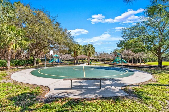 view of home's community with a gazebo and playground community