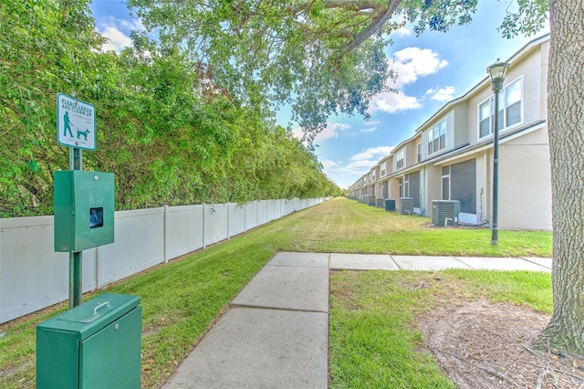 surrounding community featuring a lawn and fence