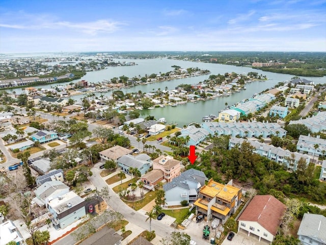 619 2nd St Unit 3, Indian Rocks Beach, FL 33785 - aerial view of property and surrounding area with a large body of water and nearby suburban area