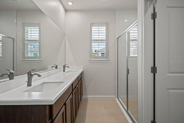 2477 Water Willow Dr, Lutz, FL 33558 - full bath with a stall shower, a sink, and a healthy amount of sunlight